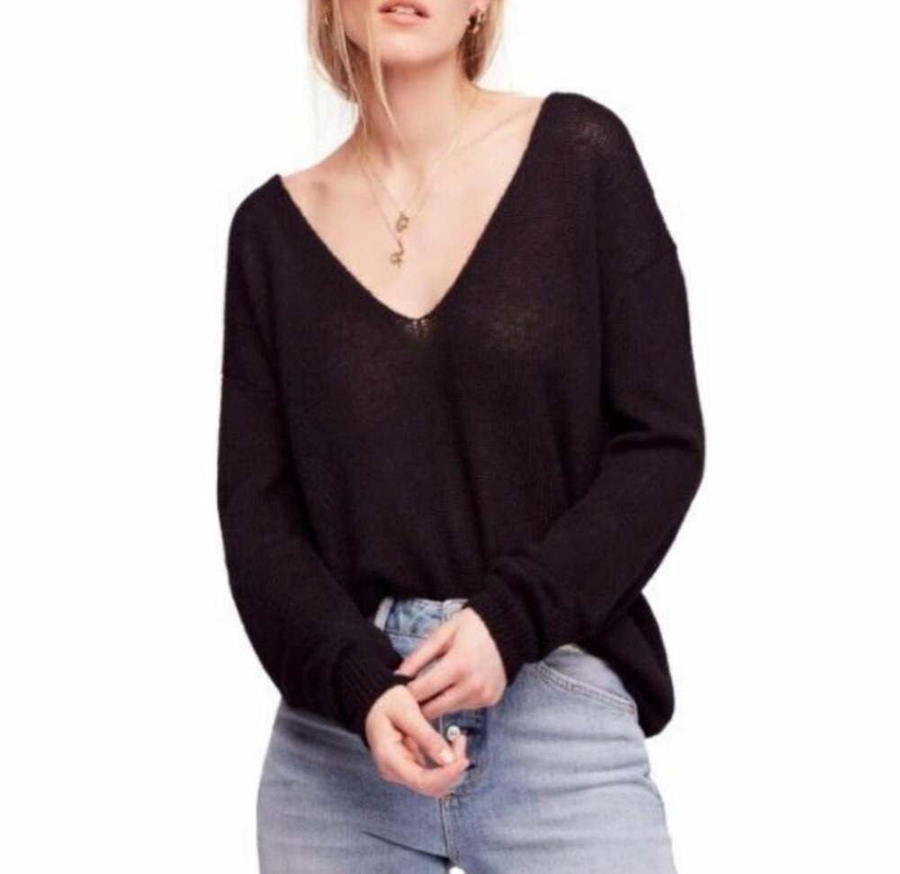Soft Grunge Alpaca Knit Deep V Sweater | Cozy Minimalist Slouchy Goth